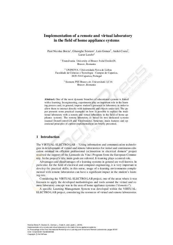 (PDF) Implementation of a remote and virtual laboratory in the field of ...
