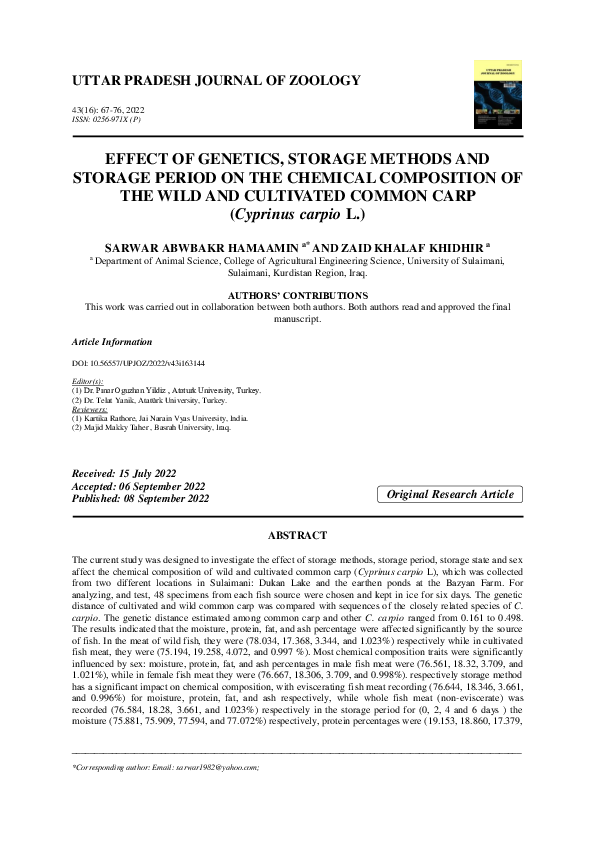 (PDF) EFFECT OF GENETICS, STORAGE METHODS AND STORAGE PERIOD ON THE ...