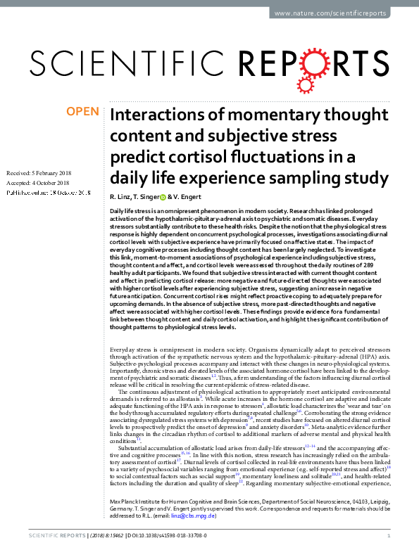 (PDF) Interactions of momentary thought content and subjective stress ...