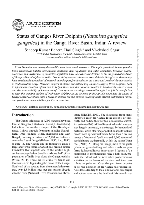 (PDF) Status of Ganges River Dolphin (Platanista gangetica gangetica ...