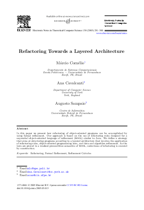 (PDF) Refactoring Towards a Layered Architecture