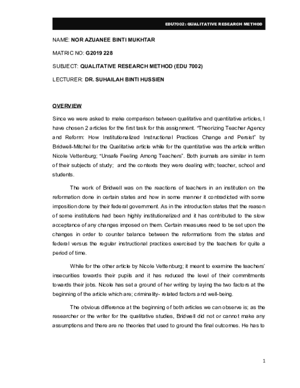 (DOC) COMPARISON BETWEEN QUANTITATIVE AND QUALITATIVE RESEARCH