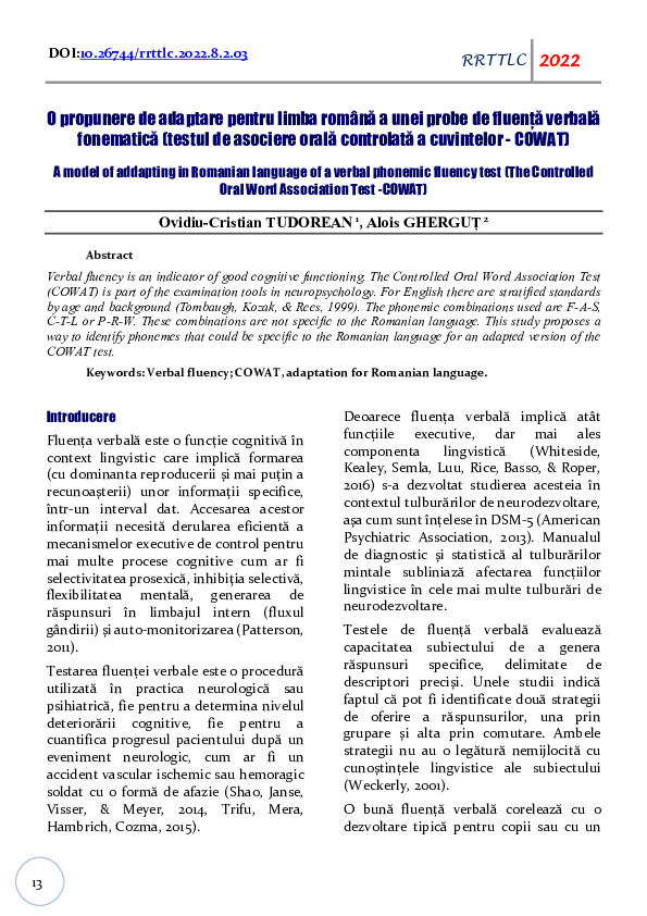 (PDF) A model of addapting in Romanian language of a verbal phonemic ...