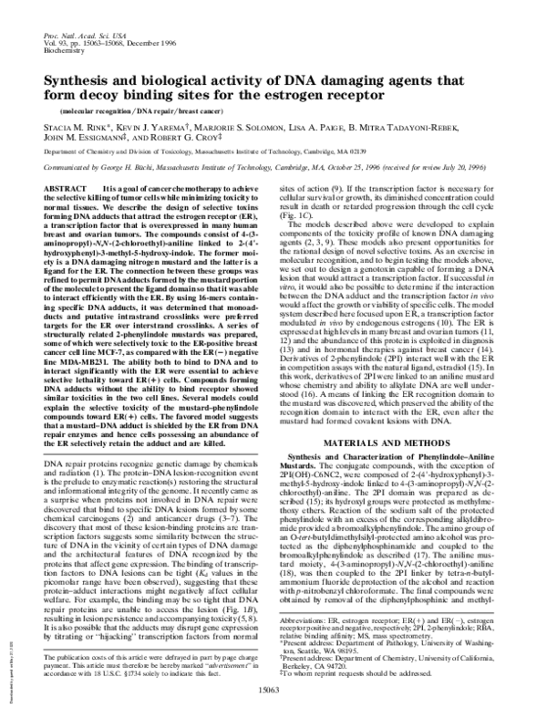 (PDF) Synthesis and biological activity of DNA damaging agents that ...