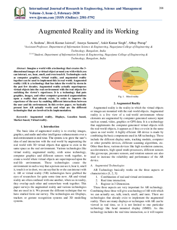 (PDF) Augmented Reality and its Working