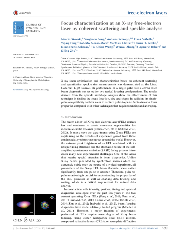 (PDF) Focus characterization at an X-ray free-electron laser by ...