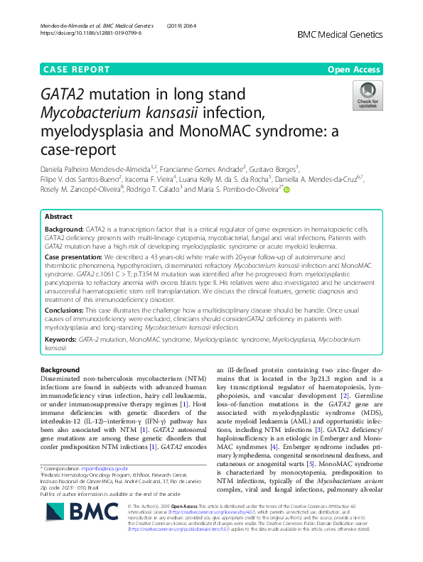 (PDF) GATA2 mutation in long stand Mycobacterium kansasii infection ...