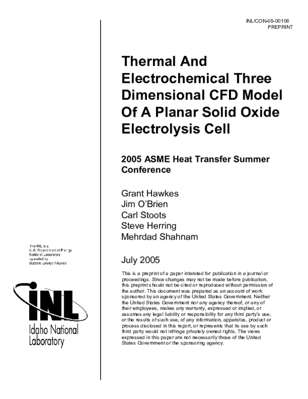 (PDF) Thermal and Electrochemical Three Dimensional CFD Model of a ...