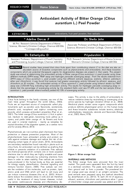 (PDF) Antioxidant activity of Bitter orange (Citrus aurantium L.) peel ...