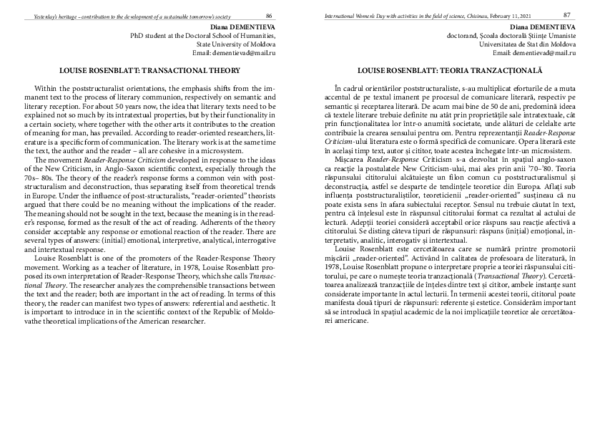 (PDF) LOUISE ROSENBLATT: TEORIA TRANZACȚIONALĂ (Louise Rosenblatt ...