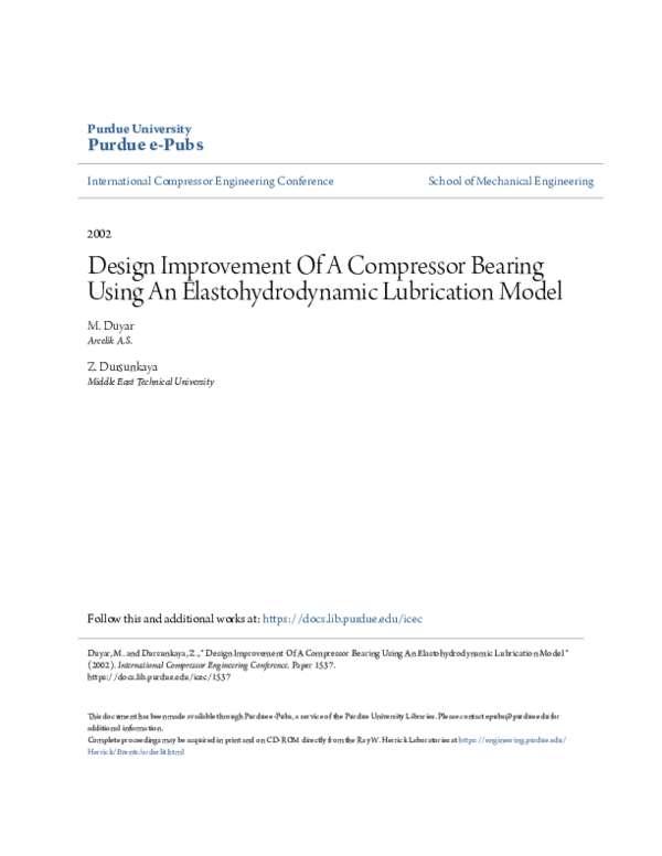 (PDF) Design Improvement Of A Compressor Bearing Using An ...
