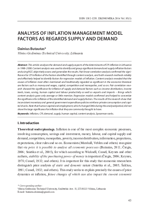 (PDF) ANALYSIS OF INFLATION MANAGEMENT MODEL FACTORS AS REGARDS SUPPLY ...