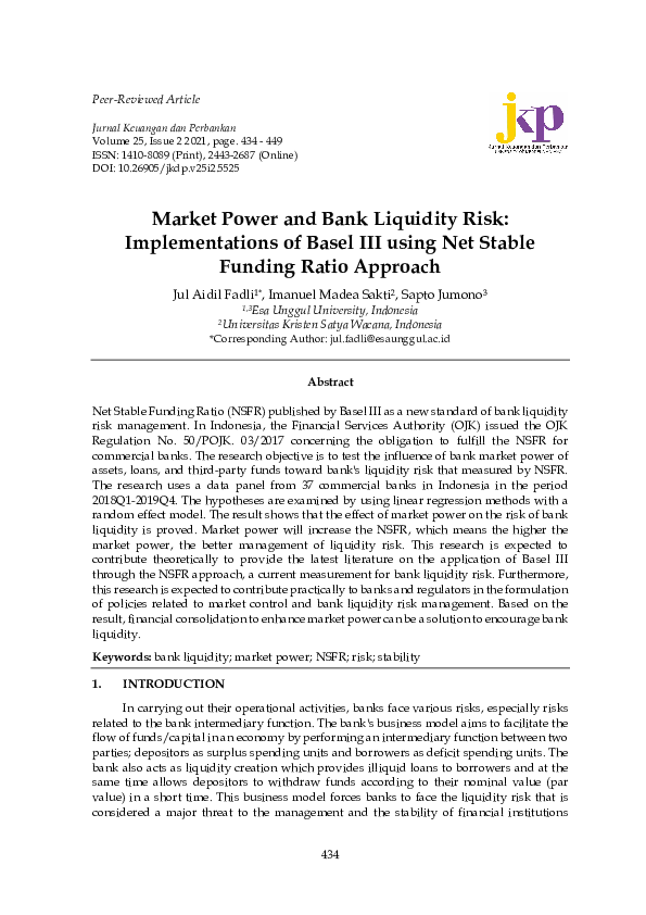 (PDF) Market Power and Bank Liquidity Risk: Implementations of Basel ...