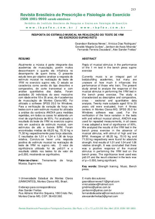(PDF) Resposta do estímulo musical na realização do teste de 1 RM no ...