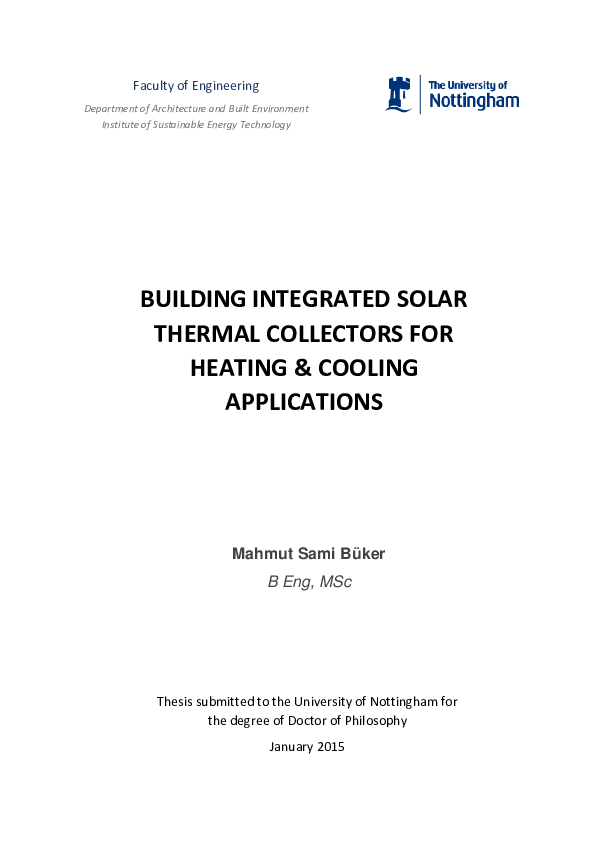 (PDF) Building integrated solar thermal collectors – A review
