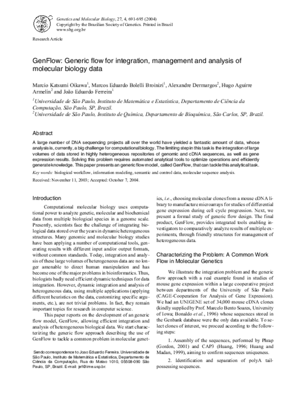 (PDF) GenFlow: A Model for Molecular Data Analysis
