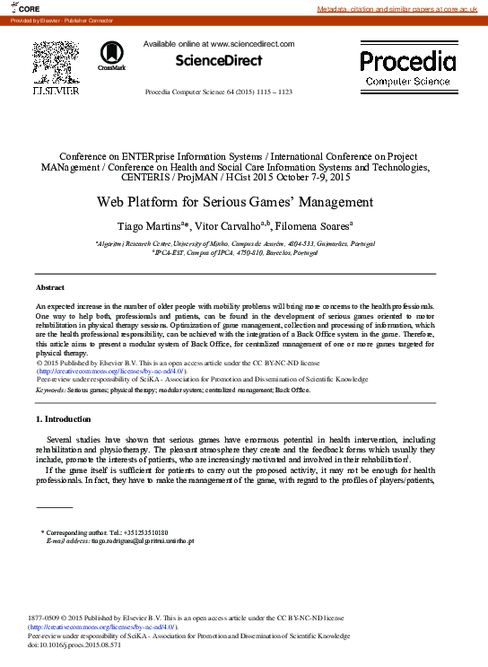 (PDF) Web Platform for Serious Games’ Management