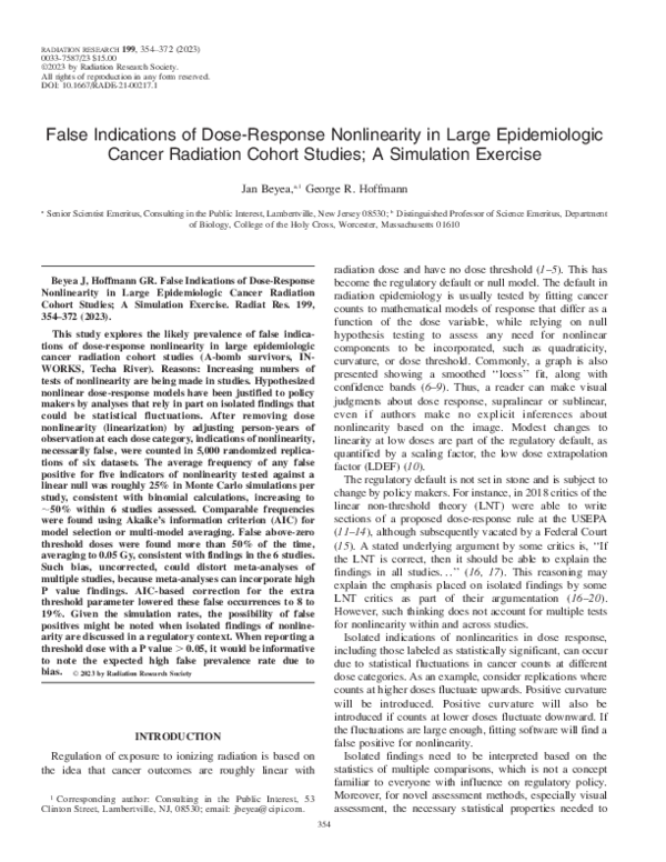 (PDF) False Indications of Dose-Response Nonlinearity in Large ...
