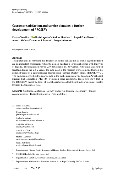 (PDF) Customer satisfaction and service domains: a further development ...