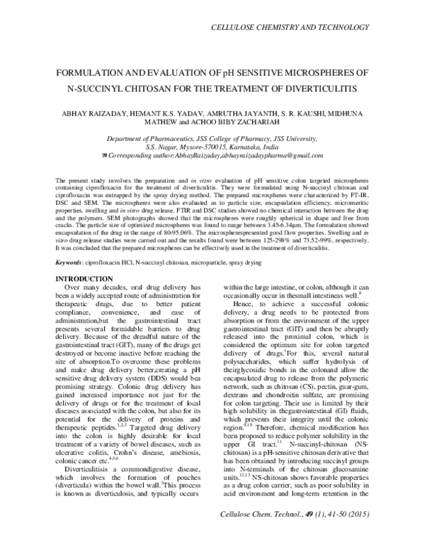(PDF) FORMULATION AND EVALUATION OF pH SENSITIVE MICROSPHERES OF N ...