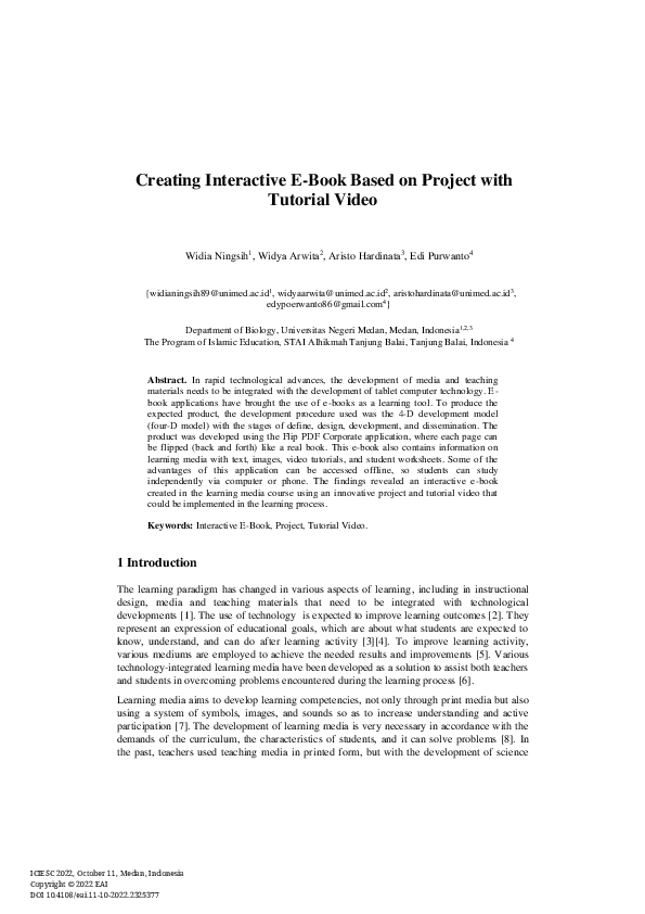 (PDF) Creating Interactive E-Book Based on Project with Tutorial Video