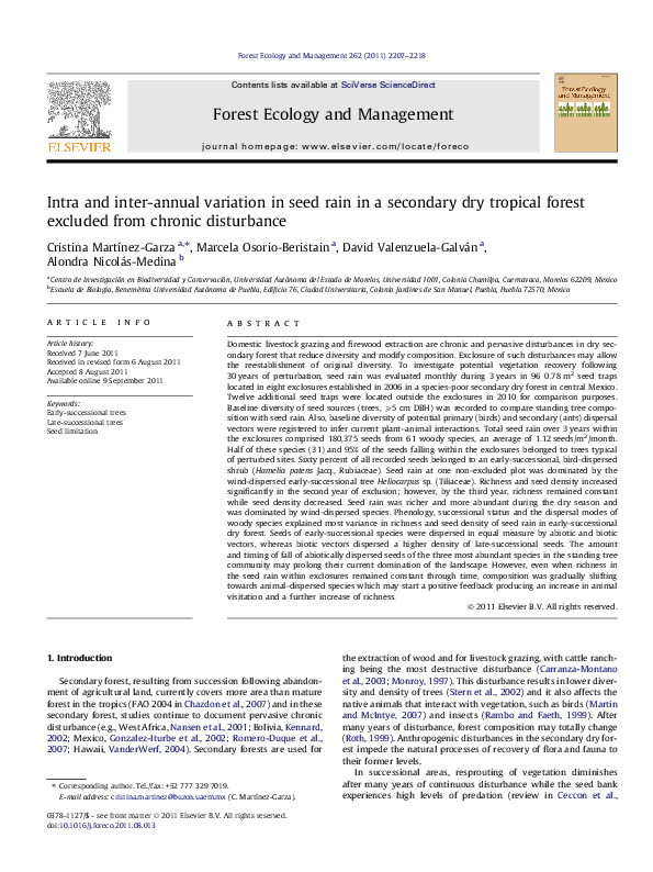 (PDF) Intra and inter-annual variation in seed rain in a secondary dry ...
