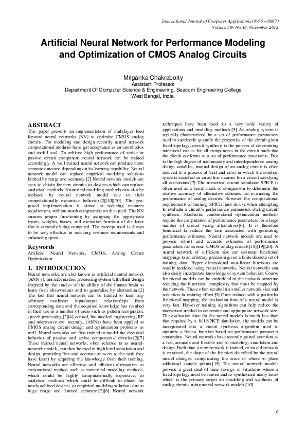 (PDF) Artificial Neural Network for Performance Modeling and ...