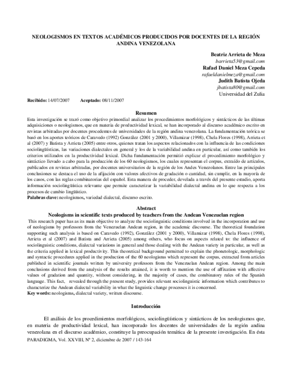 (PDF) Neologismos en textos académicos producidos por docentes de la ...