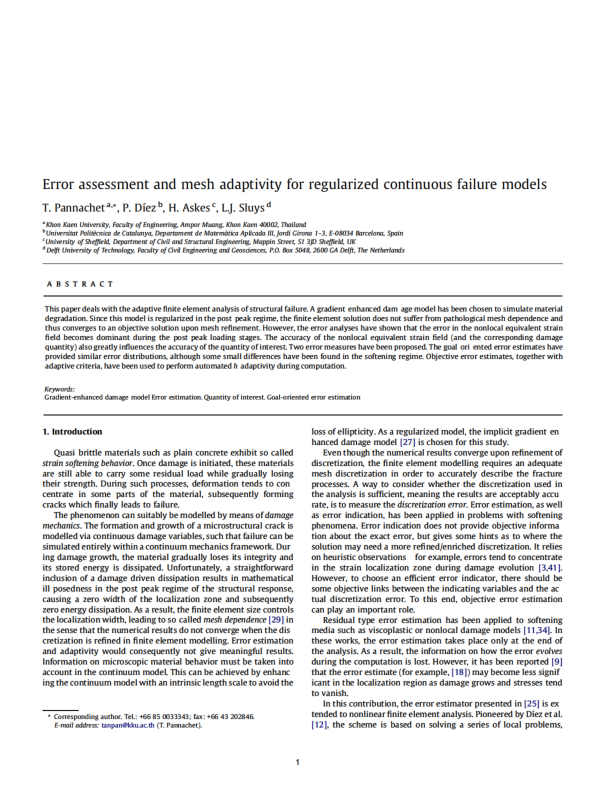 (PDF) Error assessment and mesh adaptivity for regularized continuous ...