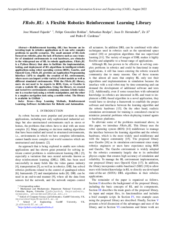 (PDF) FRobs_RL: A Flexible Robotics Reinforcement Learning Library