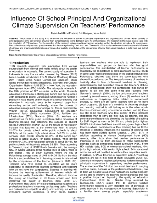 (PDF) Influence Of School Principal And Organizational Climate ...