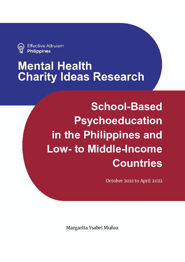 First page of “School-based Psychoeducation in the Philippines and Low-to Middle-Income Countries”