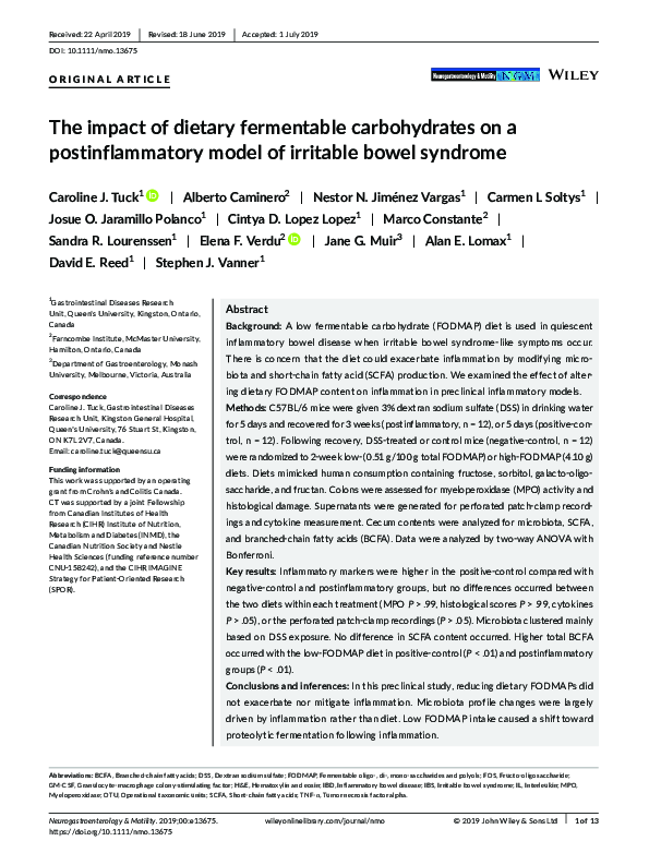 (PDF) The impact of dietary fermentable carbohydrates on a