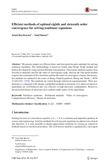 (PDF) Efficient methods of optimal eighth and sixteenth order ...