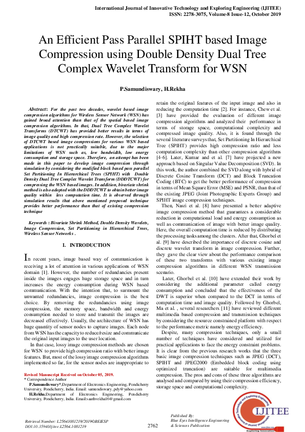 (PDF) An Efficient Pass Parallel SPIHT based Image Compression using ...