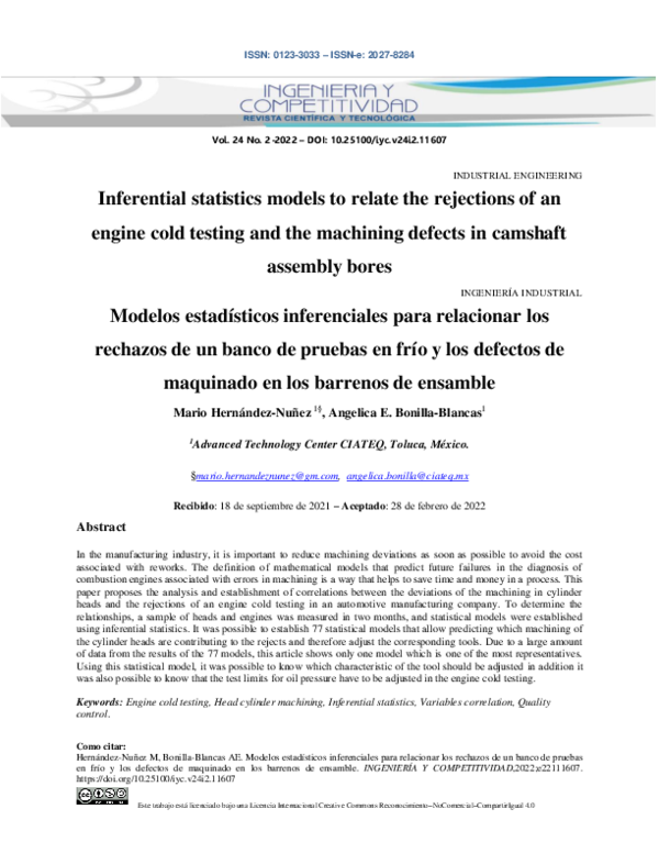 (PDF) Inferential statistics models to relate the rejections of an ...