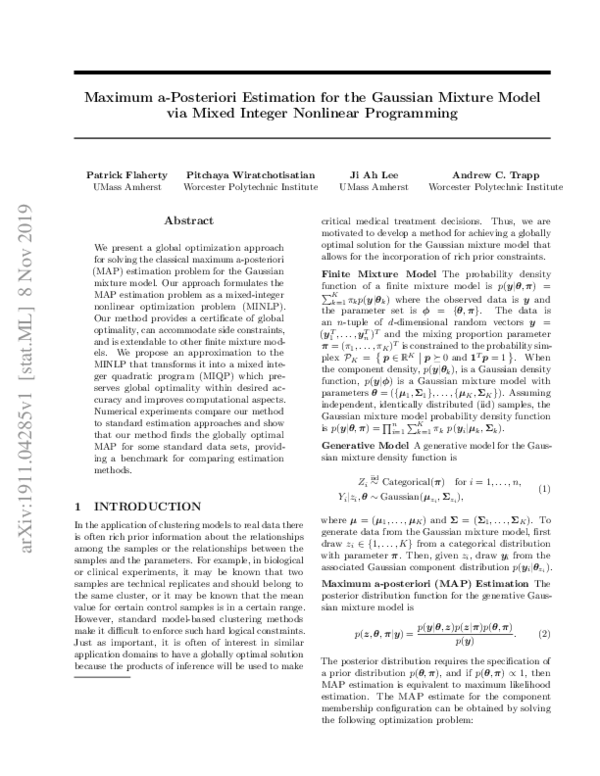 (PDF) Maximum a-Posteriori Estimation for the Gaussian Mixture Model ...