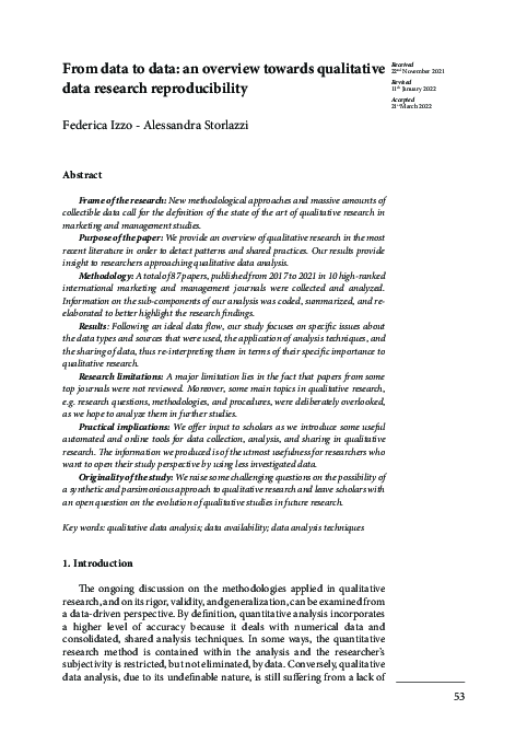 (PDF) From data to data: an overview towards qualitative data research ...