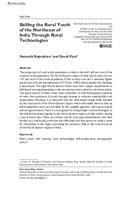 (PDF) Skilling the Rural Youth of the Northeast of India Through Rural ...