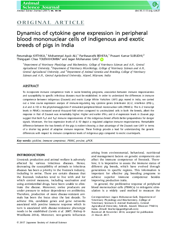 (PDF) Dynamics of cytokine gene expression in peripheral blood ...