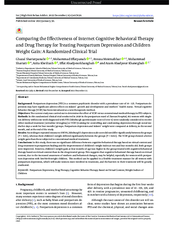 (PDF) Comparing the Effectiveness of Internet Cognitive Behavioral ...