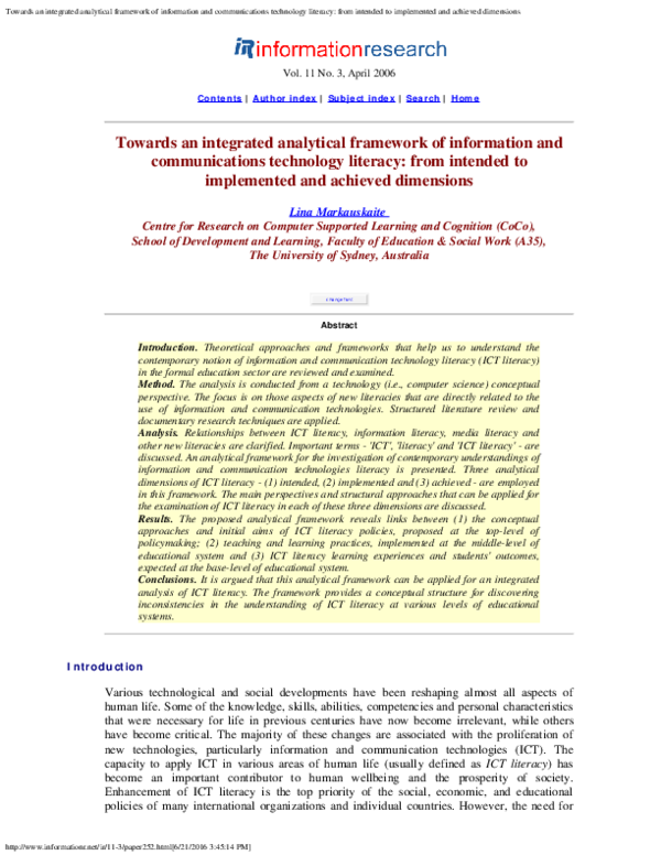 (PDF) Towards an integrated analytical framework of information and ...