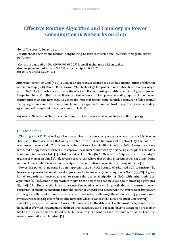 (PDF) Effective Routing Algorithm and Topology on Power Consumption in ...