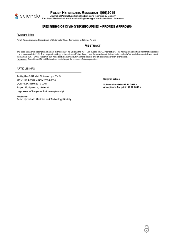 (PDF) Designing of diving technologies – process approach