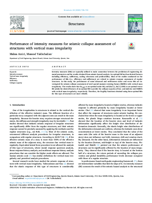 (PDF) Performance of intensity measures for seismic collapse assessment ...