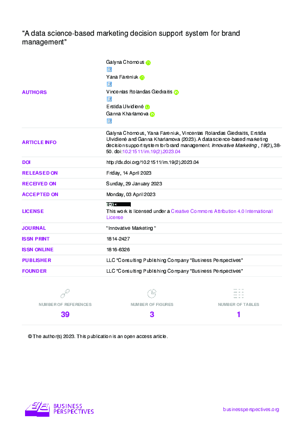(PDF) A data science-based marketing decision support system for brand ...