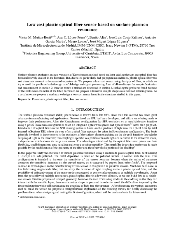 (PDF) Low cost plastic optical fiber sensor based on surface plasmon ...