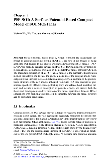 (PDF) PSP-SOI: A Surface-Potential-Based Compact Model of SOI MOSFETs