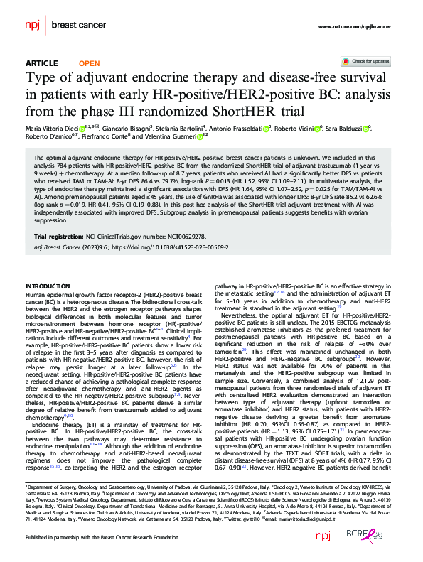 (PDF) Type of adjuvant endocrine therapy and disease-free survival in ...