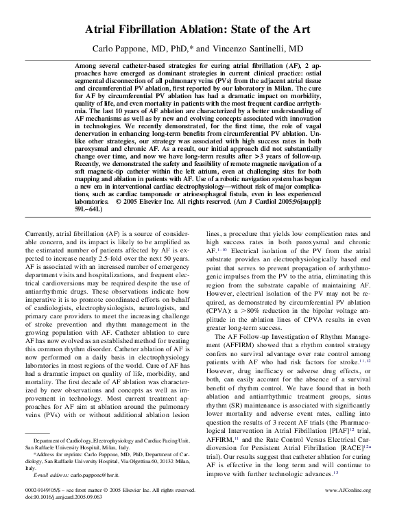 (PDF) Atrial Fibrillation Ablation: State of the Art
